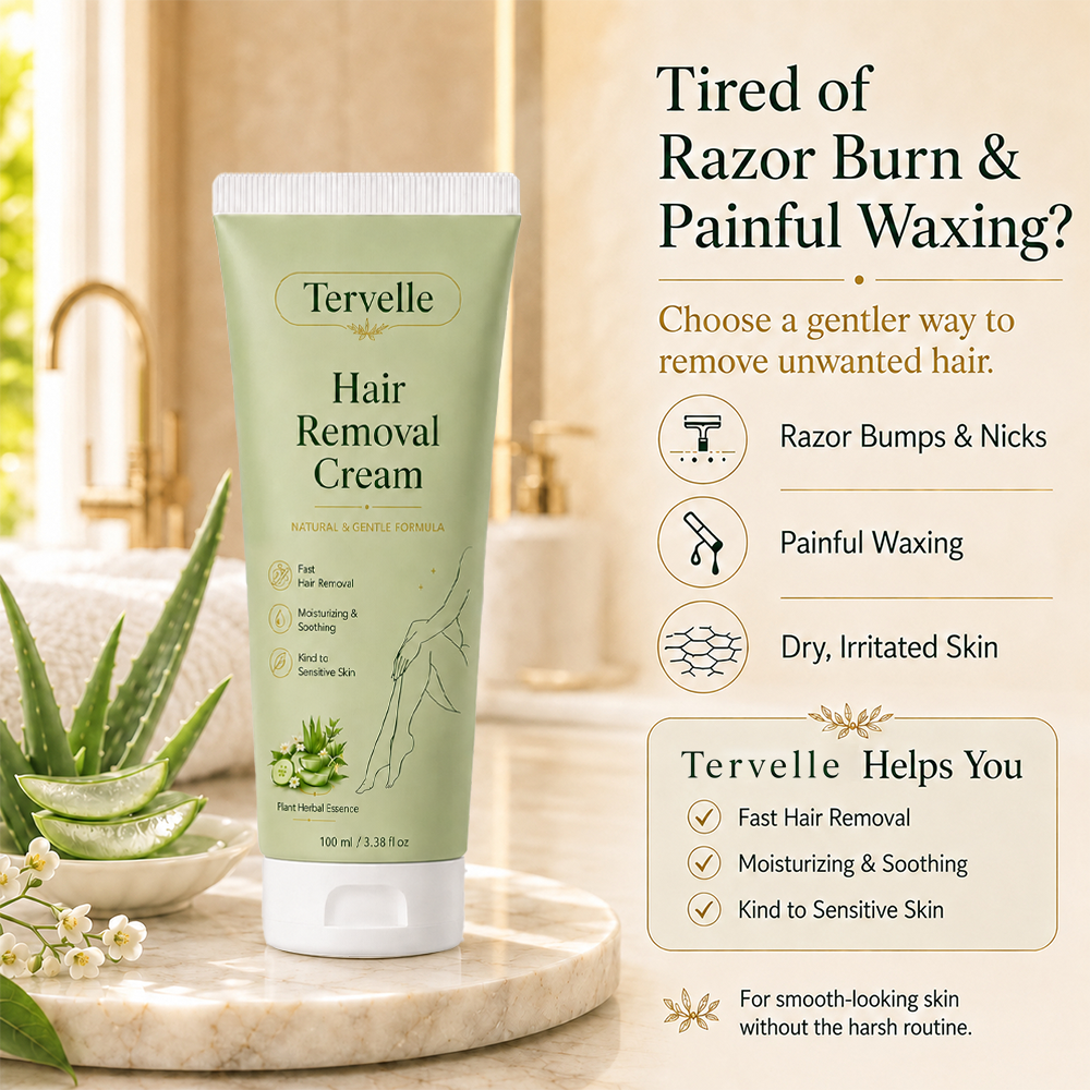 Tervelle™ Premium Depilatory Cream for Women and Men | Natural Gentle Hair Remover