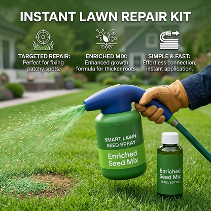 Easy Spray-On Grass Seed & Fertilizer Solution - Instantly Restore Thicker, Greener Lawns in Days (Includes Sprayer & Formula（副本）