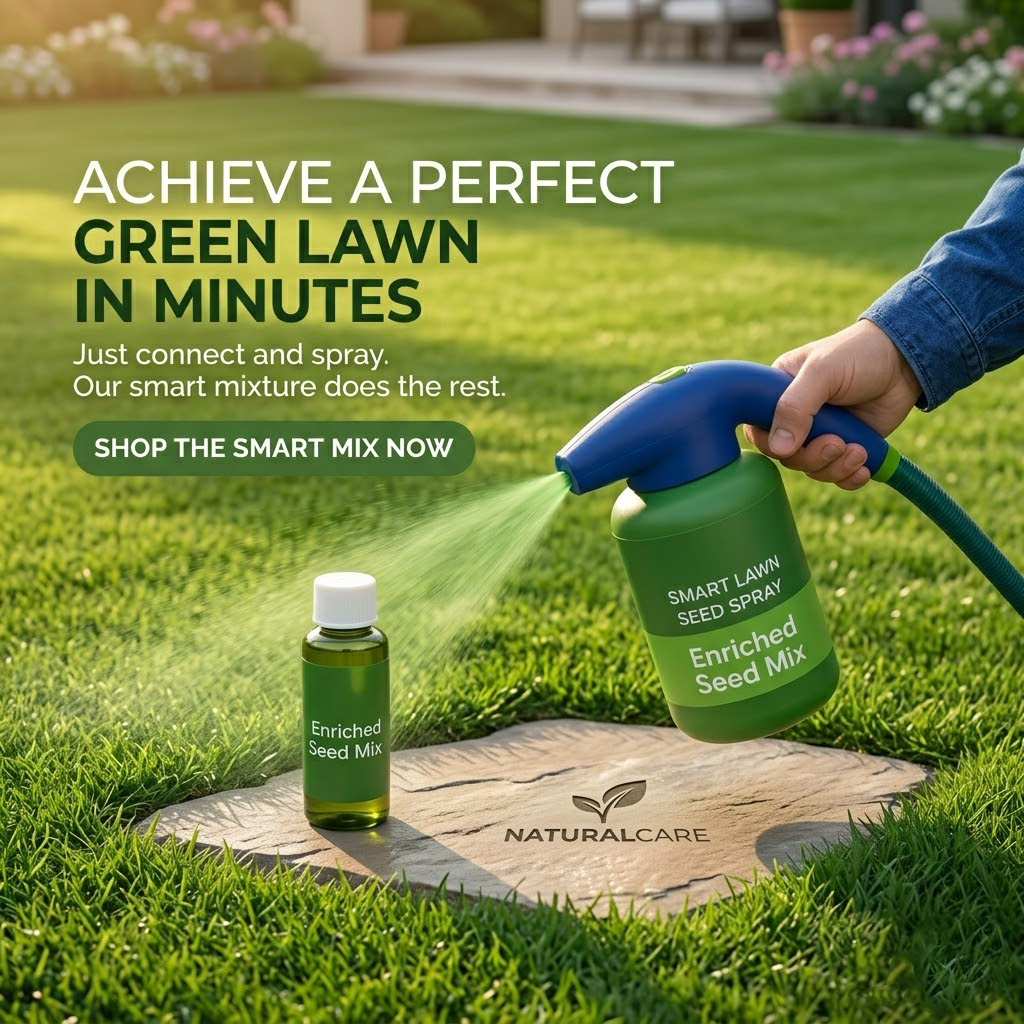 Easy Spray-On Grass Seed & Fertilizer Solution - Instantly Restore Thicker, Greener Lawns in Days (Includes Sprayer & Formula（副本）