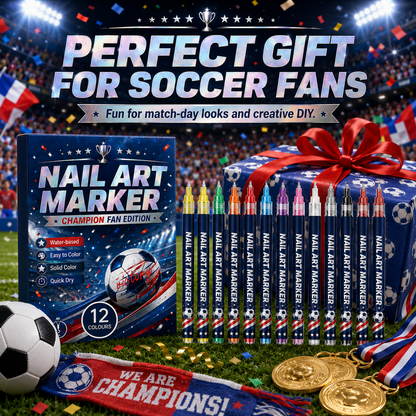 🔥 Cheer Loud • Shine Bright ⚽ 12-Color Football Nail Art Pens 🎨 Fast-Dry DIY Match Day Nails 🏆 Fan Party Essential