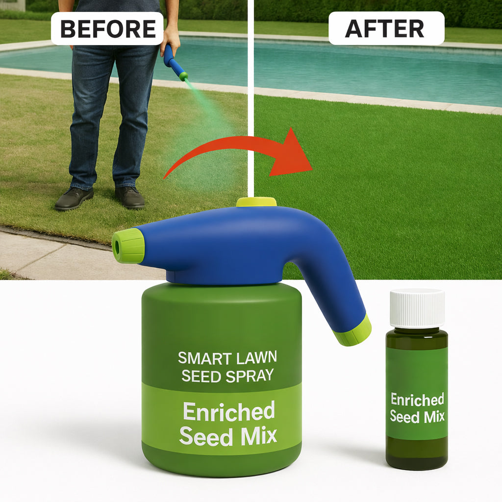 Easy Spray-On Grass Seed & Fertilizer Solution - Instantly Restore Thicker, Greener Lawns in Days (Includes Sprayer & Formula（副本）