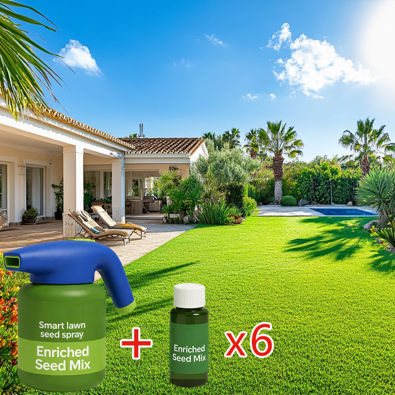 Easy Spray-On Grass Seed & Fertilizer Solution - Instantly Restore Thicker, Greener Lawns in Days (Includes Sprayer & Formula（副本）