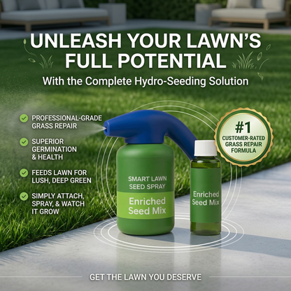 Easy Spray-On Grass Seed & Fertilizer Solution - Instantly Restore Thicker, Greener Lawns in Days (Includes Sprayer & Formula（副本）